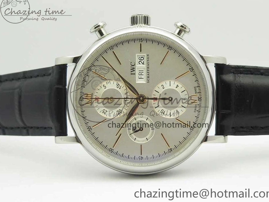 MIROTIME 0129 Snug Portofino IW391022 SS ZK 1:1 Best Edition White Dial Gold Markers On Black Leather Strap A 7130